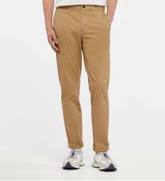 Pantalon Denton chino droit coton stretch - Tommy Hilfiger - Camel fonce