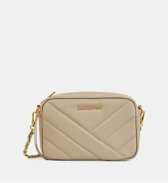 Sac camera bandoulière cuir matelassé - Lancaster - Gris foncé