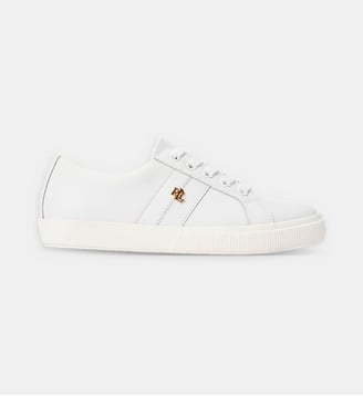 Baskets basses Janson II en cuir refendu - Lauren Ralph Lauren - Blanc