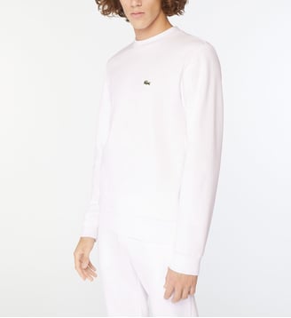 Sweat droit logo signature coton bio mélangé - Lacoste - Blanc