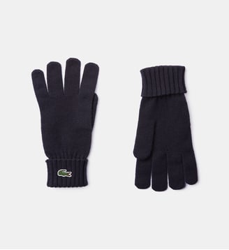 Gants crocodile laine - Lacoste - Bleu marine