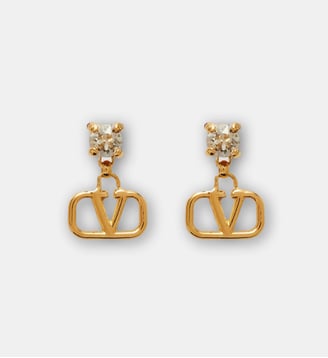Boucles d'oreilles signature en métal et cristaux - Valentino Garavani - Or et argent