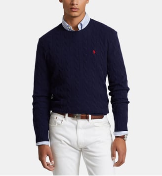 Pull torsadé en laine et cachemire - Polo Ralph Lauren - Bleu marine