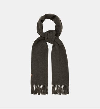 Echarpe Pony frangée laine - Polo Ralph Lauren - Gris foncé