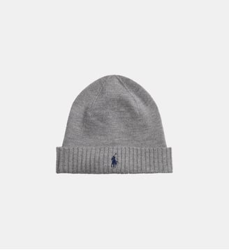 Bonnet côtelé uni PP - Polo Ralph Lauren - Gris clair