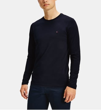 T-shirt slim manches longues - Tommy Hilfiger - Bleu marine
