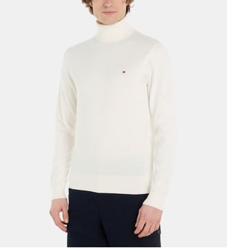 Pull droit en coton pima et cachemire - Tommy Hilfiger - Écru