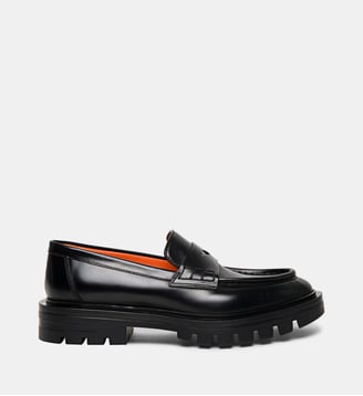 Mocassins Penny en cuir patiné - Santoni - Noir