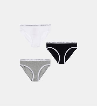 Lot de 3 culottes jersey stretch ceinture siglée - Polo Ralph Lauren - Gris et noir