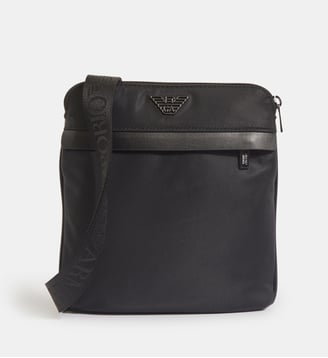 Sacoche plate recyclée logo - Emporio Armani - Noir