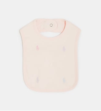 Bavoir imprimé pony all-over coton - Polo Ralph Lauren - Rose