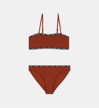 Maillot de bain 2 pièces brassière signature - Calvin Klein - Marron et noir