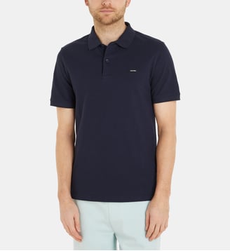 Polo slim en coton piqué - Calvin Klein - Bleu marine