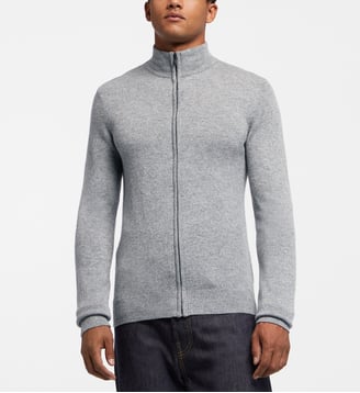 Gilet droit Soolgi zippé laine d'agneau - Galeries Lafayette - Gris chiné