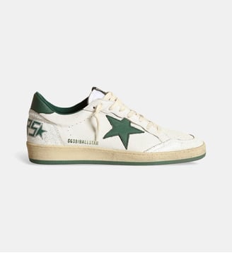 Baskets basses Ball Star en cuir - Golden Goose - Blanc et vert foncé
