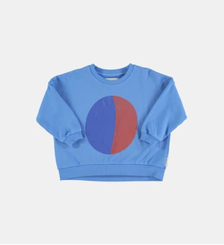 Sweat droit en coton à imprimé - Piupiuchick - Bleu et rouge