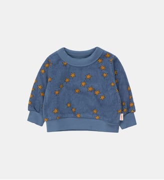 Sweat Tiny Stars en coton à imprimé d'étoiles all-over - Tinycottons - Bleu et marron