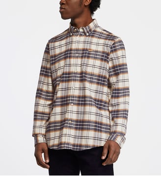 Chemise droite Portdown à carreaux coton - Barbour - Écru et bleu