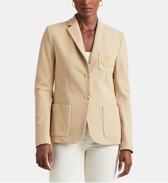 Veste de blazer droite Anfisa en coton mélangé - Lauren Ralph Lauren - Beige