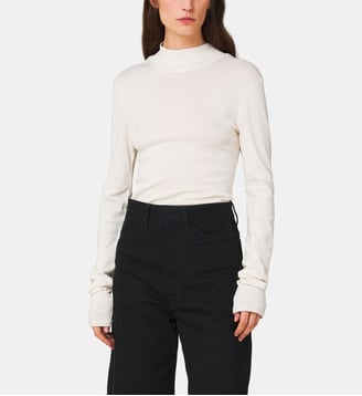 Pull à manches longues en coton - Lemaire - Crème