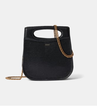 Sac à main Cheri Mini cuir embossé façon lézard - Soeur - Bleu