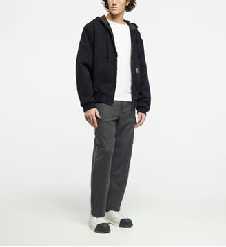 Sweat zippé court capuche coton bio - Carhartt WIP - Noir