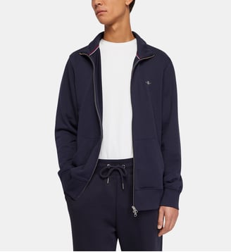 Sweat droit zippé coton mélangé - Gant - Bleu