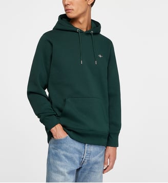 Hoodie à capuche Reg Shield coton mélangé - Gant - Vert foncé