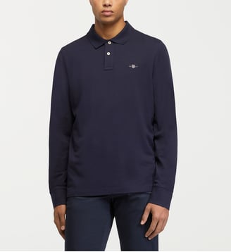 Polo droit Reg Shield coton piqué - Gant - Bleu
