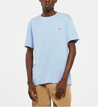 T-shirt droit logo en coton - Gant - Bleu ciel