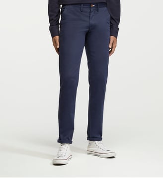 Pantalon chino slim coton organique mélangé - Gant - Bleu marine