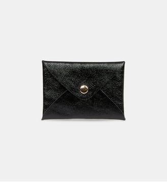 Porte-cartes Origami en cuir brillant - Les Cléias - Noir