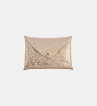 Porte-cartes Origami en cuir brillant - Les Cléias - Doré rosé