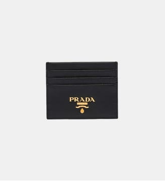 Porte-cartes en cuir signature - Prada - Noir