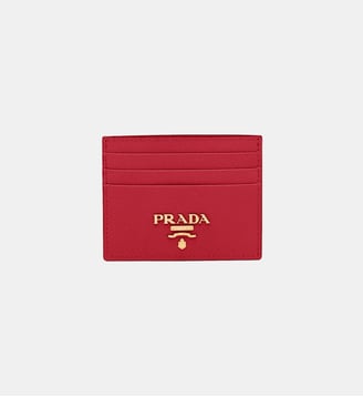 Porte-cartes en cuir signature - Prada - Rouge