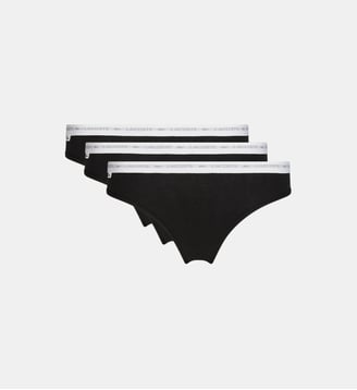 Lot de 3 strings logo coton stretch - Lacoste - Noir
