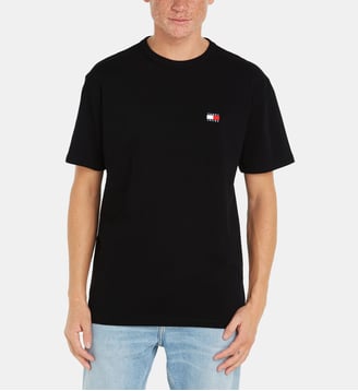 T-shirt droit signature en coton - Tommy Hilfiger - Noir