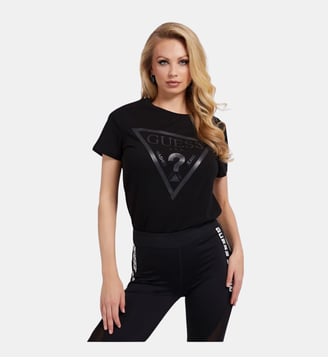 T-shirt logo frontal - Guess - Noir