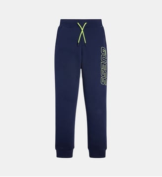 Pantalon de jogging droit en coton mélangé - Guess - Bleu marine