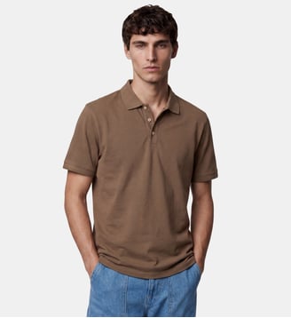 Polo droit Soloc coton bio - Galeries Lafayette - Marron acajou