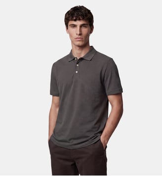 Polo droit Soloc coton bio - Galeries Lafayette - Gris anthracite foncé