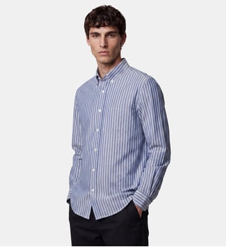 Chemise droite Tirstri 2 coton  - Galeries Lafayette - Bleu et blanc
