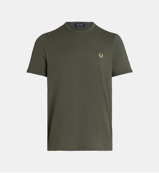 T-shirt droit Ringer logo coton - Fred Perry - Kaki foncé