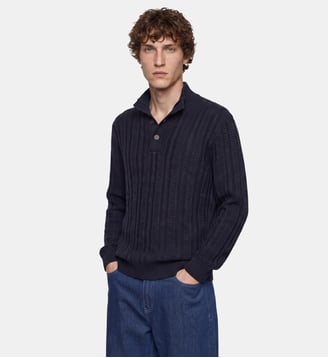 Pull en laine Tabcam - Galeries Lafayette - Bleu marine