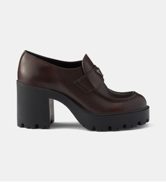 Mocassins à talon bloc et semelle crantée Prada
