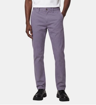 Pantalon Chino droit en coton stretch - Galeries Lafayette - Bleu jean foncé