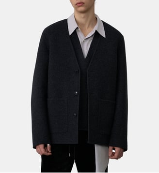 Veste laine et cachemire - System Studio - Dark grey