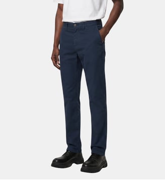 Pantalon chino Chinim slim en coton - Galeries Lafayette - Bleu marine