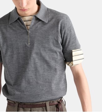 Polo zippé en laine extra fine Prada