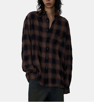 Chemise droite à carreaux flous System Studio